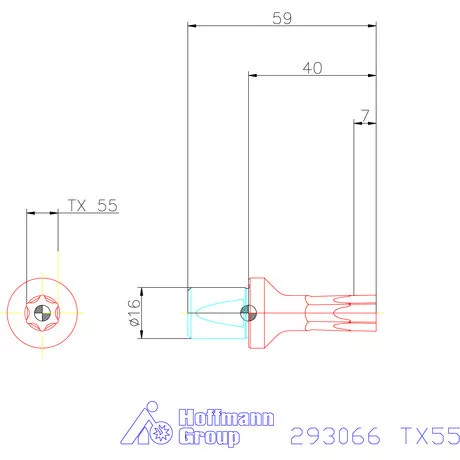 Garant Belső Torx profil üregelő betét ⌀ d = 16 mm TX55 mm