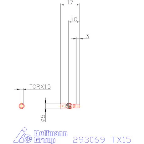 Garant Belső Torx profil üregelő betét ⌀ d = 5 mm TX15 mm