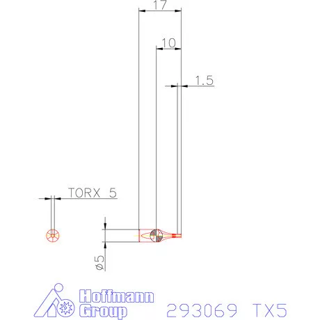 Garant Belső Torx profil üregelő betét ⌀ d = 5 mm TX5 mm