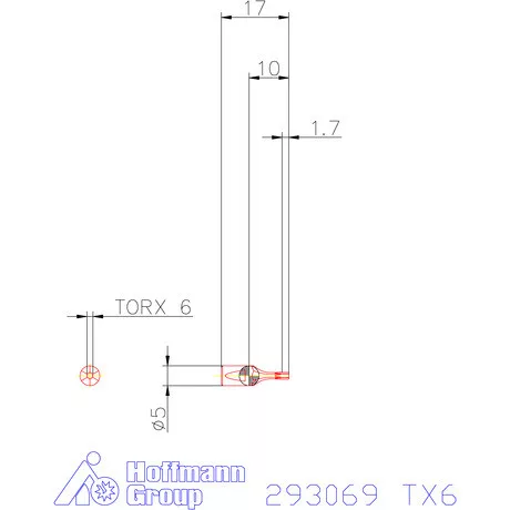 Garant Belső Torx profil üregelő betét ⌀ d = 5 mm TX6 mm
