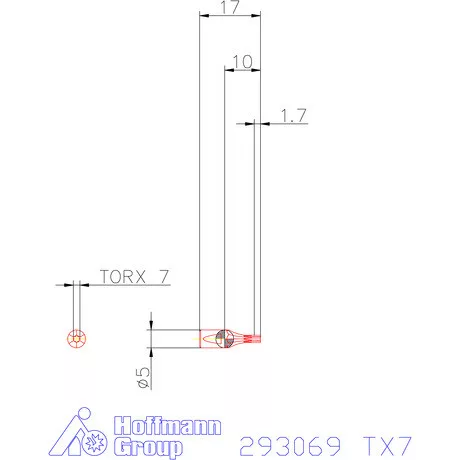 Garant Belső Torx profil üregelő betét ⌀ d = 5 mm TX7 mm
