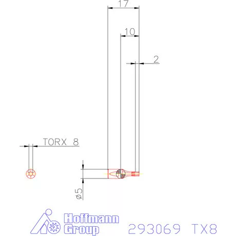Garant Belső Torx profil üregelő betét ⌀ d = 5 mm TX8 mm