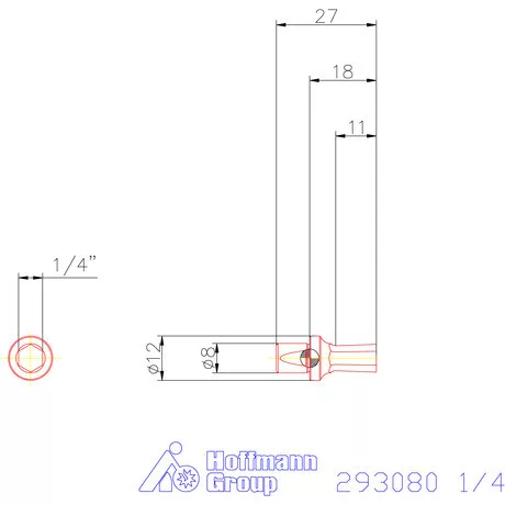 Garant Belső hatszög profil üregelő betét, col ⌀ d = 8 mm 1/4"