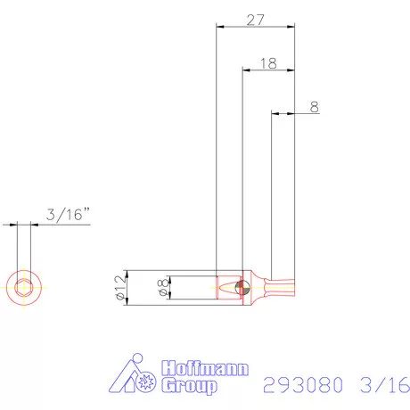 Garant Belső hatszög profil üregelő betét, col ⌀ d = 8 mm 3/16"