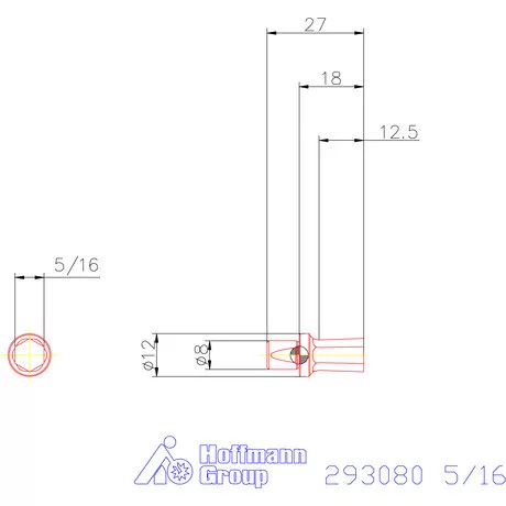 Garant Belső hatszög profil üregelő betét, col ⌀ d = 8 mm 5/16"