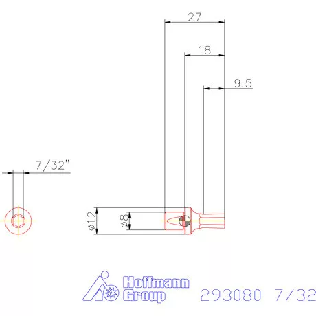 Garant Belső hatszög profil üregelő betét, col ⌀ d = 8 mm 7/32"