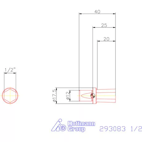 Garant Belső hatszög profil üregelő betét, col ⌀ d = 12 mm 1/2"