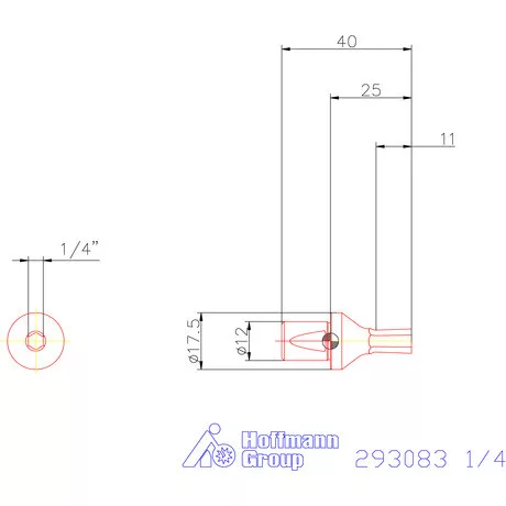 Garant Belső hatszög profil üregelő betét, col ⌀ d = 12 mm 1/4"