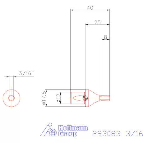 Garant Belső hatszög profil üregelő betét, col ⌀ d = 12 mm 3/16"
