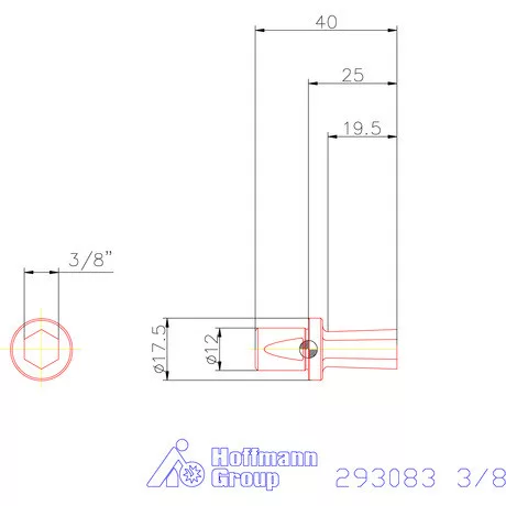 Garant Belső hatszög profil üregelő betét, col ⌀ d = 12 mm 3/8"