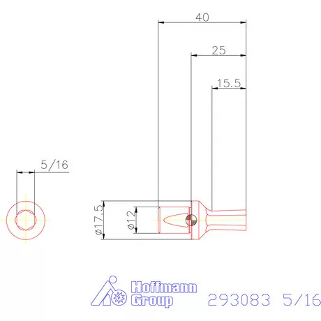 Garant Belső hatszög profil üregelő betét, col ⌀ d = 12 mm 5/16"