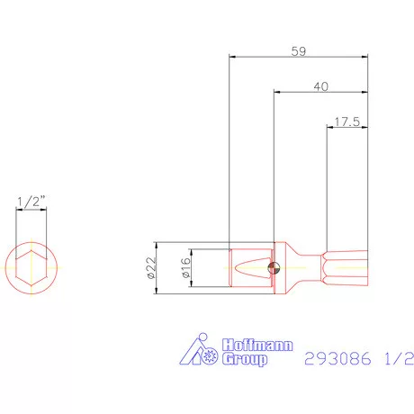 Garant Belső hatszög profil üregelő betét, col ⌀ d = 16 mm 1/2"