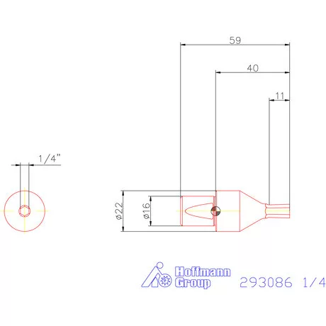 Garant Belső hatszög profil üregelő betét, col ⌀ d = 16 mm 1/4"