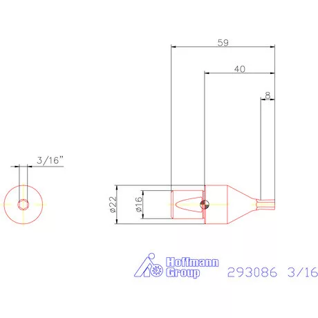 Garant Belső hatszög profil üregelő betét, col ⌀ d = 16 mm 3/16"