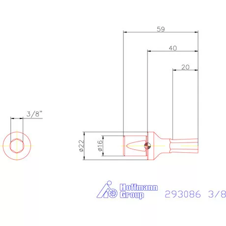Garant Belső hatszög profil üregelő betét, col ⌀ d = 16 mm 3/8"