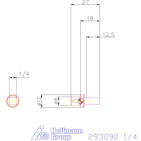 Garant Belső négyszög profil üregelő betét, col ⌀ d = 8 mm 1/4"