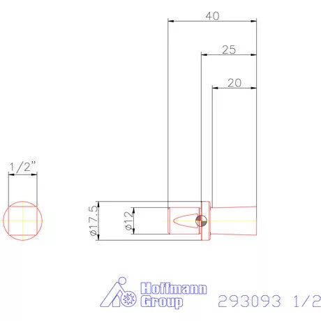 Garant Belső négyszög profil üregelő betét, col ⌀ d = 12 mm 1/2"