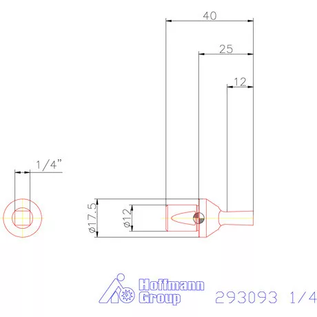 Garant Belső négyszög profil üregelő betét, col ⌀ d = 12 mm 1/4"