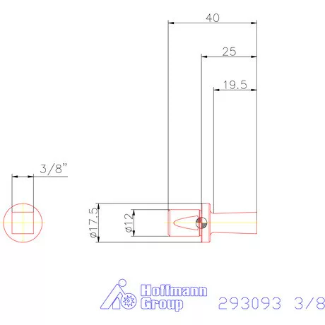 Garant Belső négyszög profil üregelő betét, col ⌀ d = 12 mm 3/8"