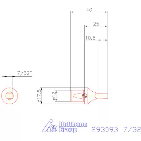 Garant Belső négyszög profil üregelő betét, col ⌀ d = 12 mm 7/32"