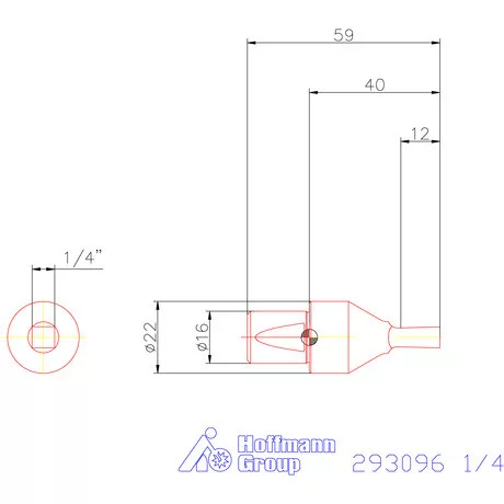 Garant Belső négyszög profil üregelő betét, col ⌀ d = 16 mm 1/4"