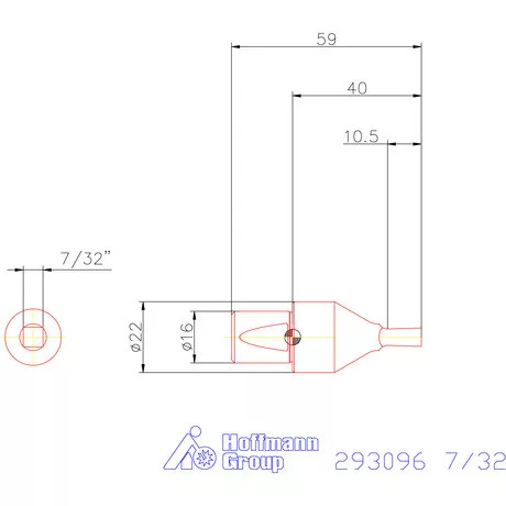 Garant Belső négyszög profil üregelő betét, col ⌀ d = 16 mm 7/32"