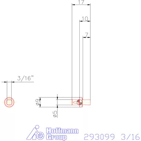 Garant Belső négyszög profil üregelő betét, col ⌀ d = 5 mm 3/16"