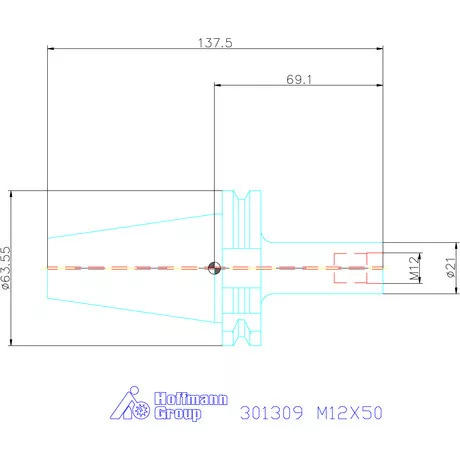 Garant Szerszámbefogó becsavarozható maróhoz menettel M12X50