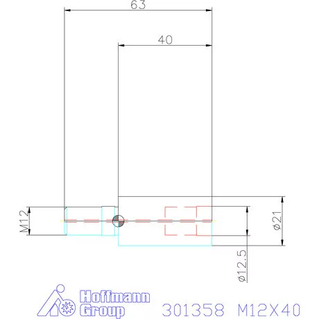 Holex Hosszabbító becsavarozható maróhoz M12X40