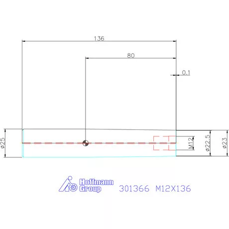 Garant Tömör keményfém hosszabbító becsavarozható maróhoz ⌀ d = 25 mm M12X136