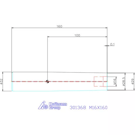 Garant Tömör keményfém hosszabbító becsavarozható maróhoz ⌀ d = 32 mm M16X160