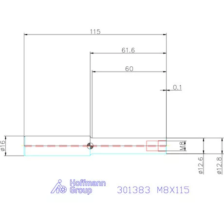 Garant Tömör keményfém hosszabbító becsavarozható maróhoz ⌀ d = 16 mm M8X115