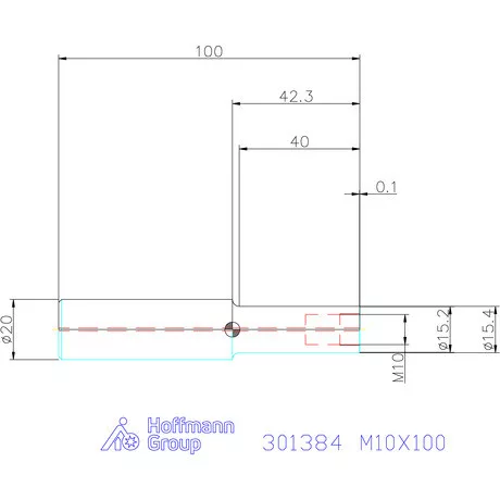 Garant Tömör keményfém hosszabbító becsavarozható maróhoz ⌀ d = 20 mm M10X100