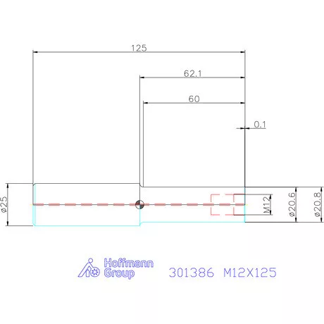 Garant Tömör keményfém hosszabbító becsavarozható maróhoz ⌀ d = 25 mm M12X125