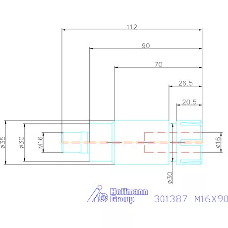 Garant Szorítópatronos becsavarozható adapter ER25 M16X90