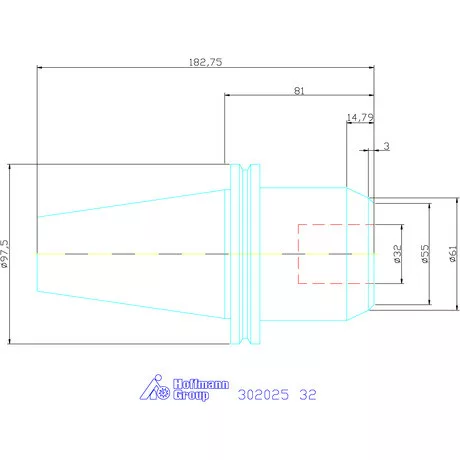 Hidroplasztikus szerszámbefogó rövid, erős, ADB alak 32 mm
