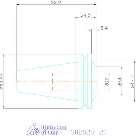 Hidroplasztikus szerszámbefogó extra rövid, AD alak 20 mm