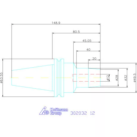 Wte Hidroplasztikus szerszámbefogó rövid, karcsú, ADB alak 12 mm