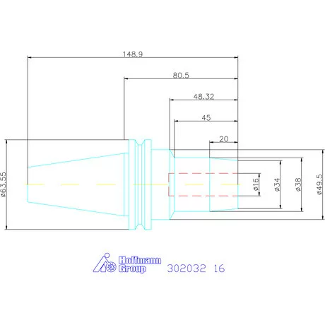 Wte Hidroplasztikus szerszámbefogó rövid, karcsú, ADB alak 16 mm