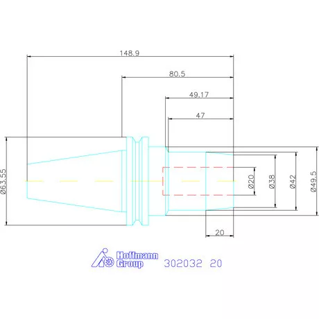Wte Hidroplasztikus szerszámbefogó rövid, karcsú, ADB alak 20 mm