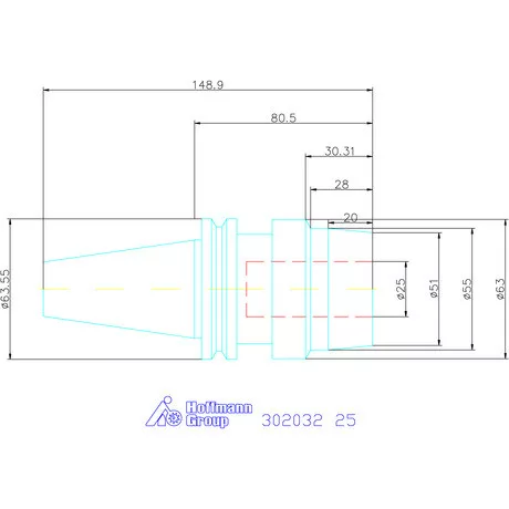 Wte Hidroplasztikus szerszámbefogó rövid, karcsú, ADB alak 25 mm