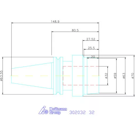 Wte Hidroplasztikus szerszámbefogó rövid, karcsú, ADB alak 32 mm