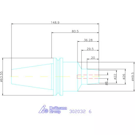 Wte Hidroplasztikus szerszámbefogó rövid, karcsú, ADB alak 6 mm