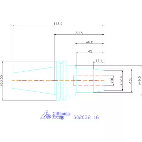 Garant Hidroplasztikus szerszámbefogó rövid, karcsú, ADB alak 16 mm