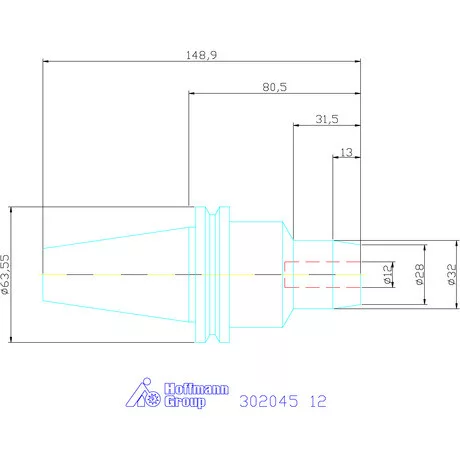 Holex Hidroplasztikus szerszámtartó BASIC rövid, karcsú, ADB alak 12 mm