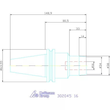 Holex Hidroplasztikus szerszámtartó BASIC rövid, karcsú, ADB alak 16 mm