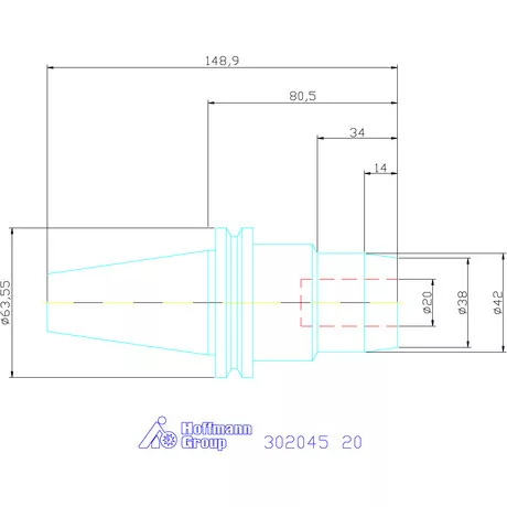 Holex Hidroplasztikus szerszámtartó BASIC rövid, karcsú, ADB alak 20 mm