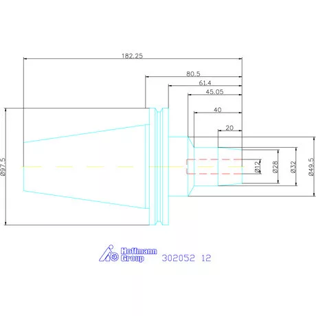 Wte Hidroplasztikus szerszámbefogó rövid, karcsú, ADB alak 12 mm