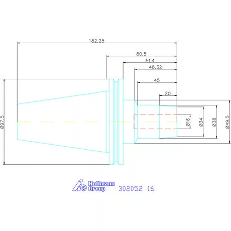 Wte Hidroplasztikus szerszámbefogó rövid, karcsú, ADB alak 16 mm