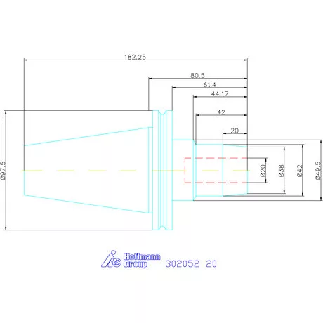 Wte Hidroplasztikus szerszámbefogó rövid, karcsú, ADB alak 20 mm